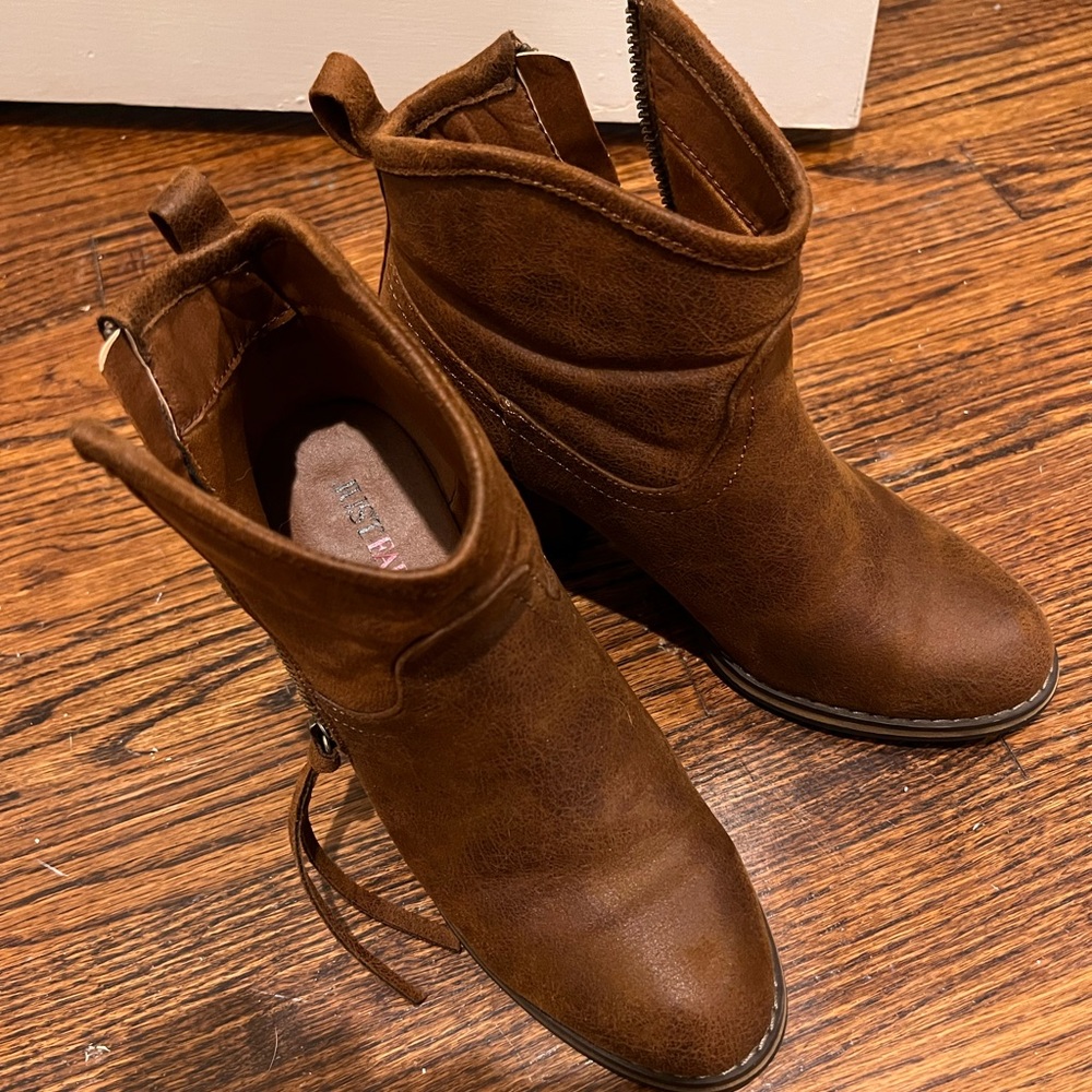 Brown booties, size 6.5